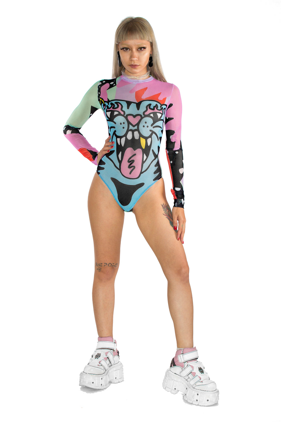 queen skittles mesh bodysuit