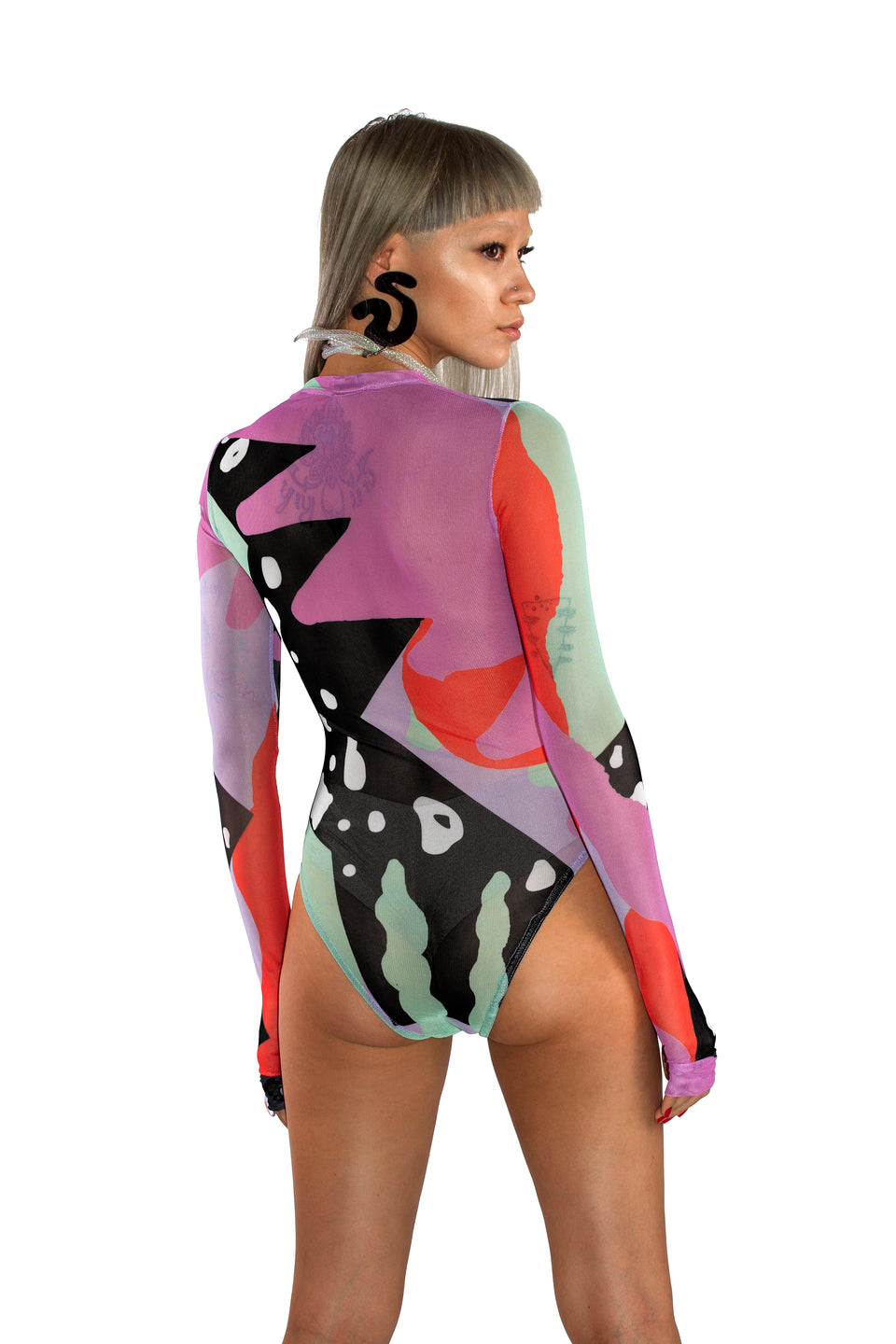 queen skittles mesh bodysuit
